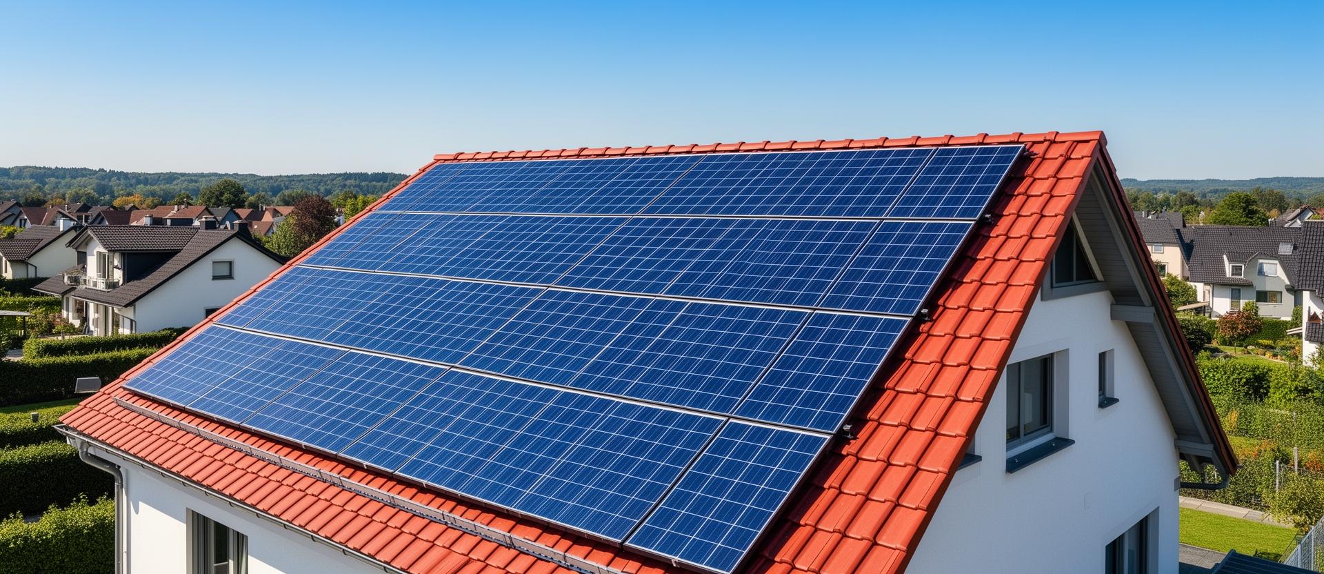 Solarmodule auf einem deutschen Wohngebäude